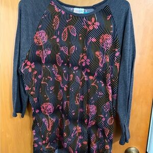 LuLaRoe Blue Graphic Relaxed Blouse